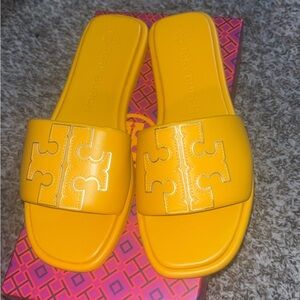 Tory Burch Vibrant Yellow Slides never worn